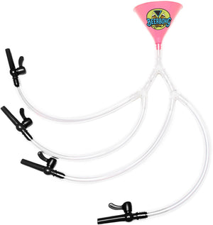 Pink Quad Valve Beer Bong